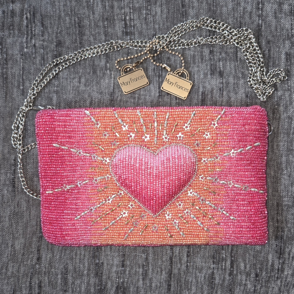 Mary Frances Radiant Pink and Orange Beaded Clutch